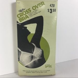 VINTAGE Lace Cross Over Bra Deadstock 1960’s Sizes 34A 40B 42D